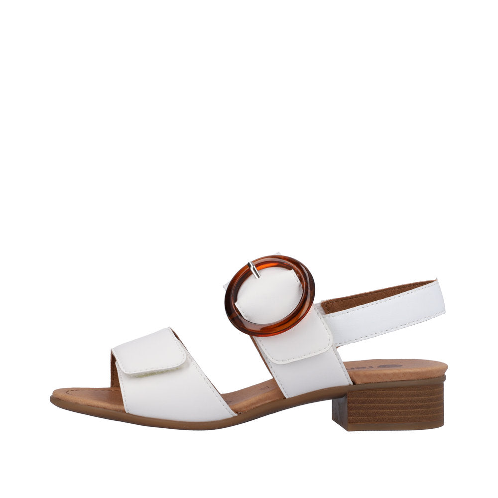 Remonte D0P53-80 Ladies White Leather Touch Fastening Sandals