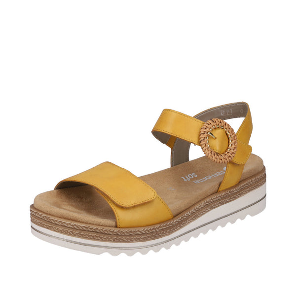 Remonte D0Q52-68 Ladies Yellow Leather Touch Fastening Sandals