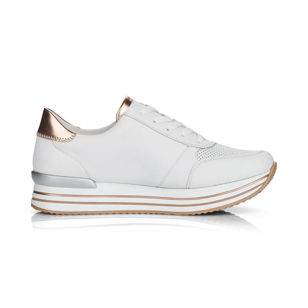Remonte D1310-81 Ladies White Leather Lace Up Trainer