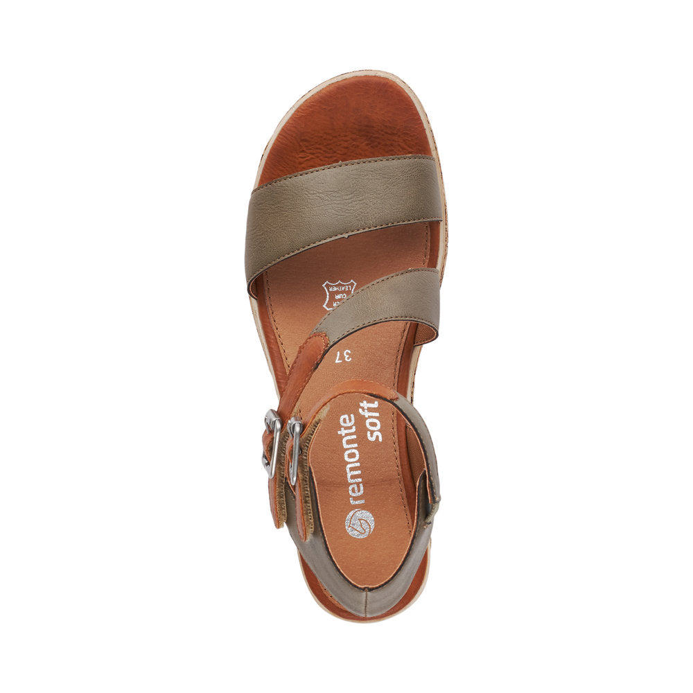 Remonte D3052-54 Ladies Forest Green Wedge Sandals