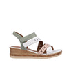Remonte D3064-80 Ladies White, Pink & Green Leather & Textile Touch Fastening Sandals