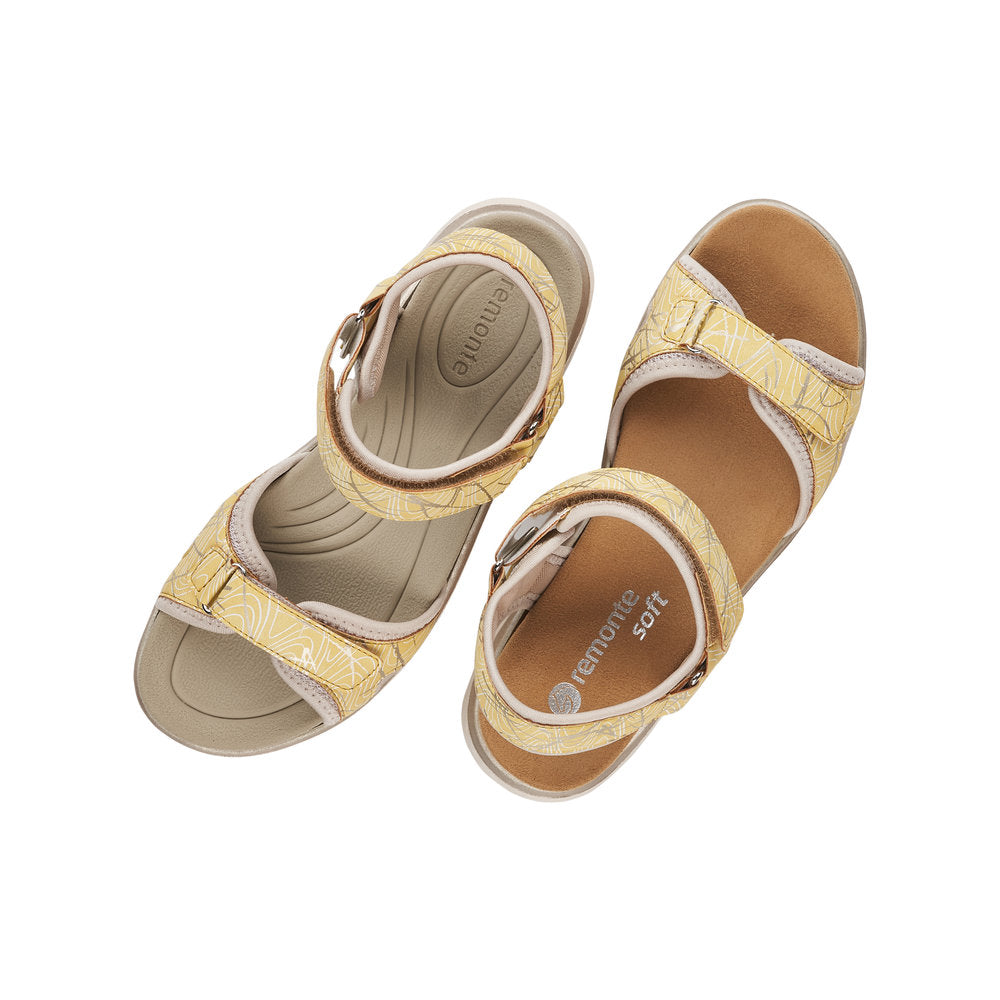 Remonte D7752-68 Ladies Sun Yellow Touch Fastening Sandals