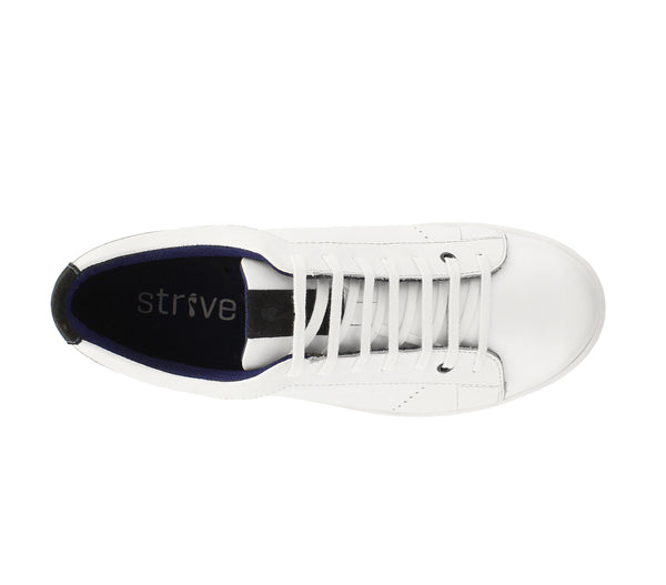 Strive Denver Mens White Leather Arch Support Lace Up Trainers