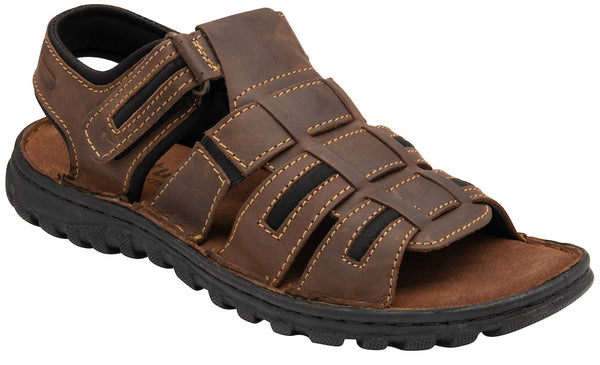 Lotus Dylan UMP031 Mens Brown Leather Touch Fastening Sandals