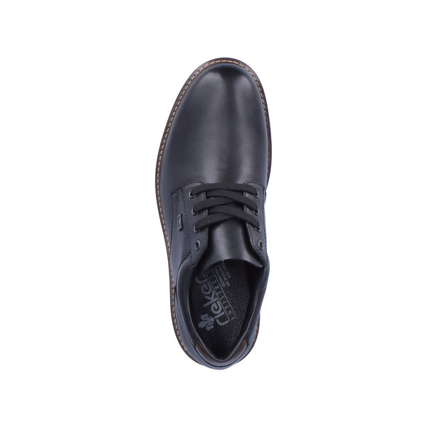 Rieker F4611-00 Mens Black Leather Water Resistant Lace Up Shoes