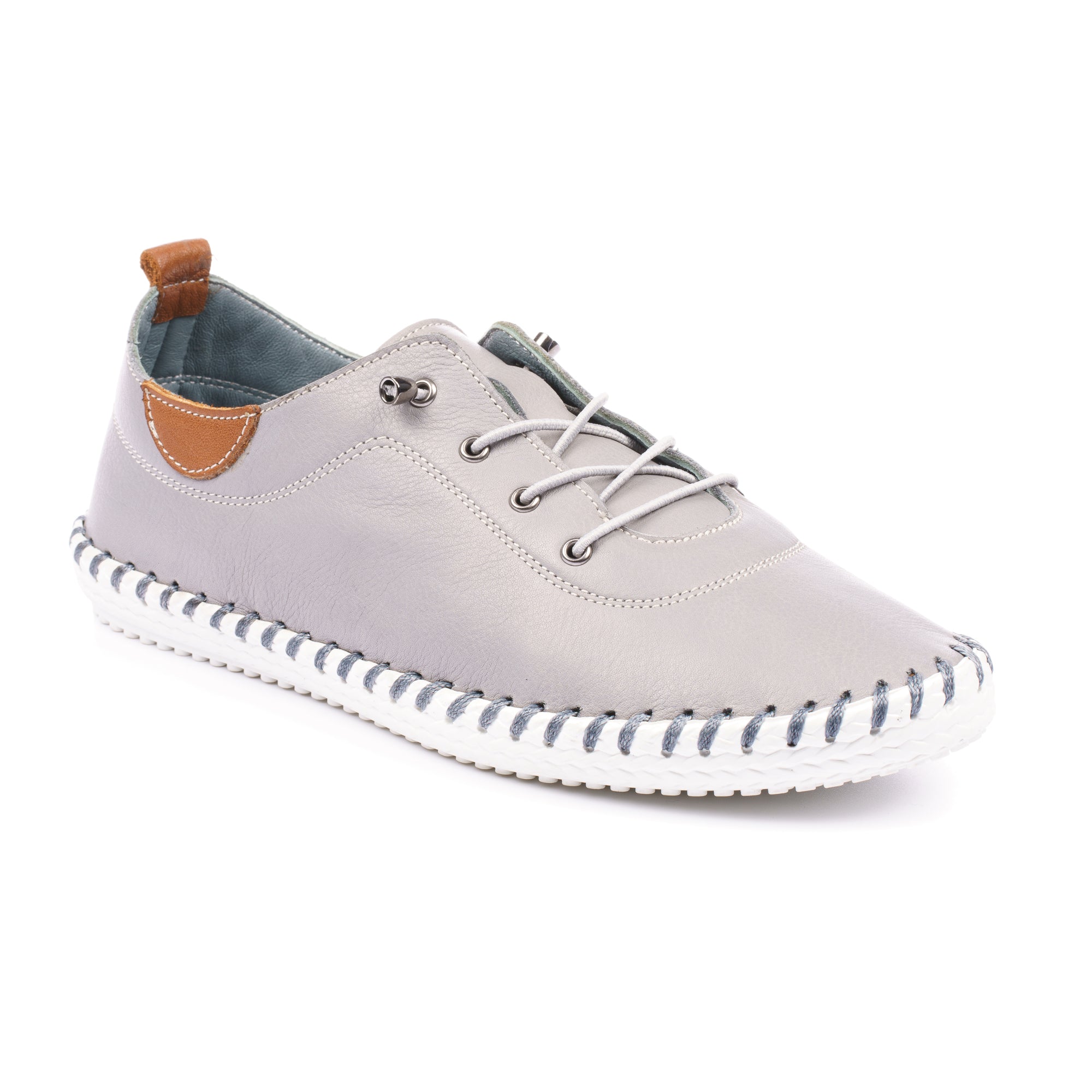 Lunar St Ives FLE030 Ladies Grey Leather Elasticated Shoes
