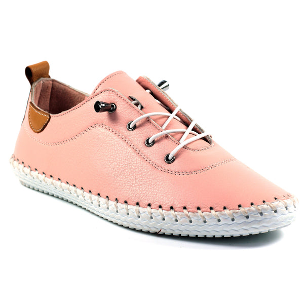 Lunar St Ives FLE030 Ladies Pink Leather Elasticated Shoes