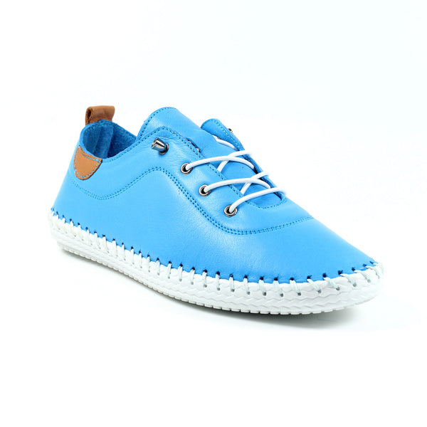 Lunar St Ives FLE030 Ladies Santorini Blue Leather Elasticated Shoes