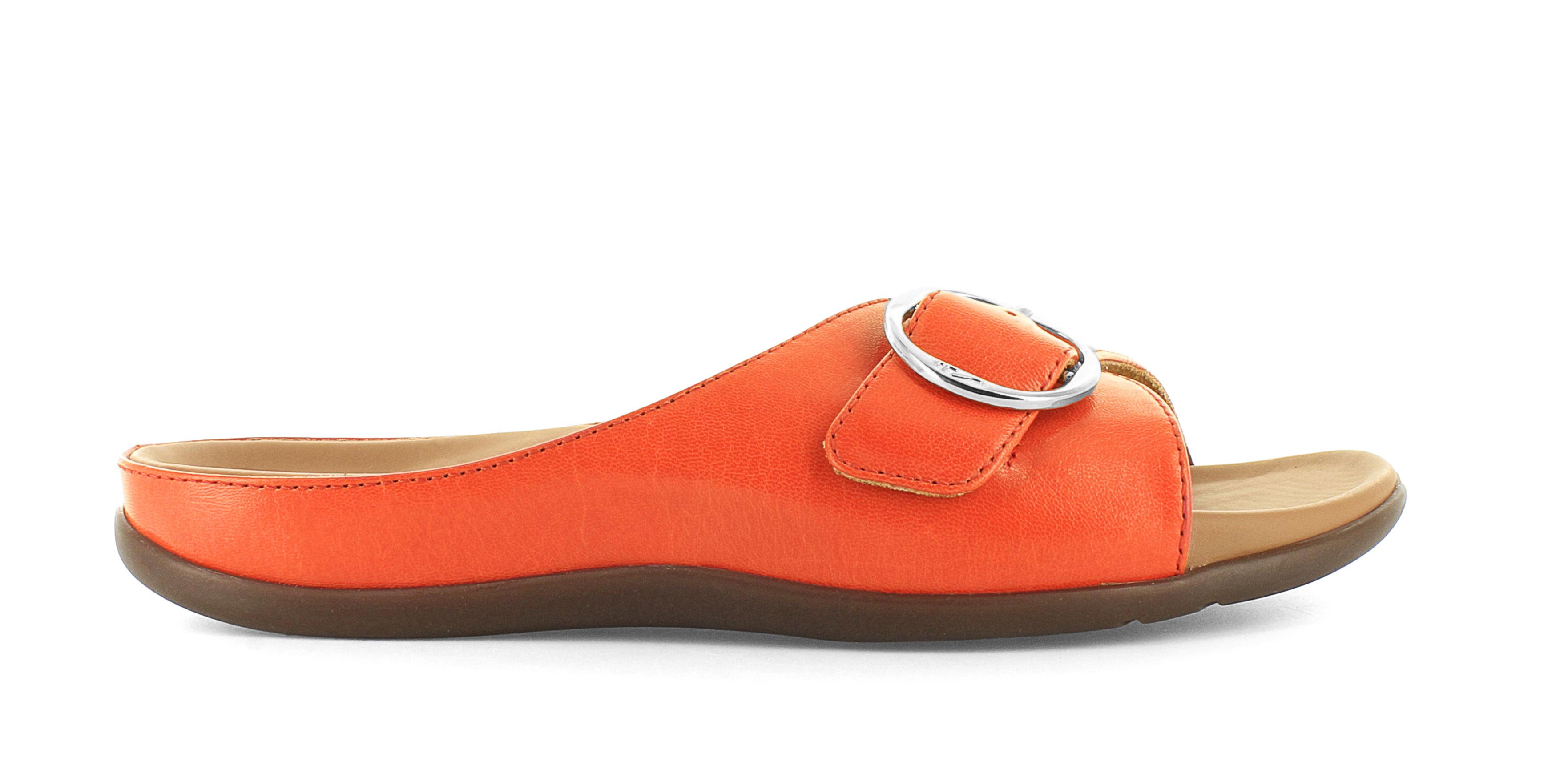 Strive Gavi II Ladies Orange Leather Arch Support Slip On Sandals