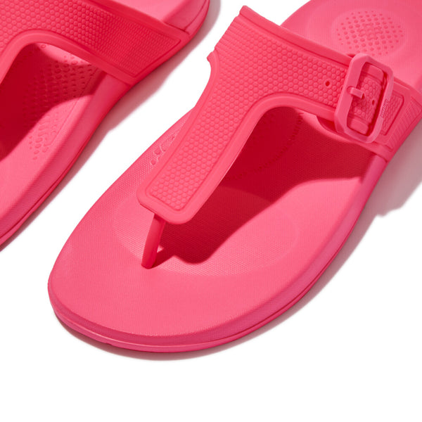 FitFlop GB3-A38 Iqushion Adjustable Buckle Ladies Pop Pink PU Arch Support Toe-Post Beach & Pool Shoes