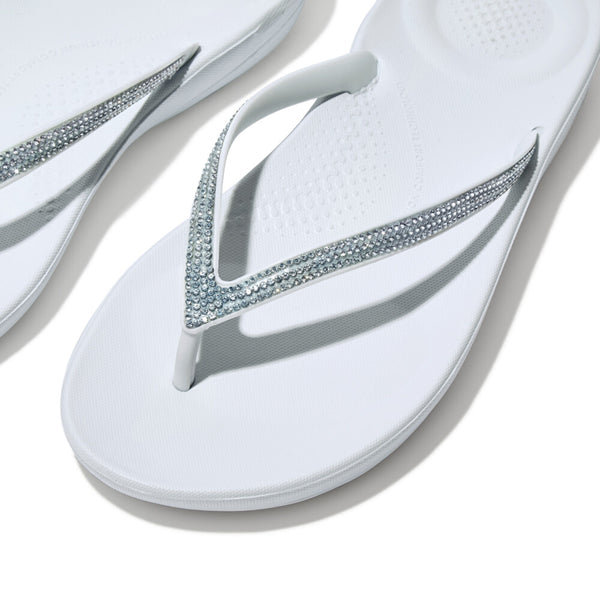 FitFlop DG5-A45 Iqushion Ombre Sparkle  Ladies Seafoam Blue PU Arch Support Toe-Post Beach & Pool Shoes