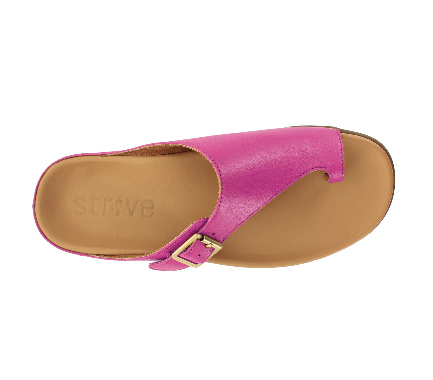 Strive Java Ladies Magenta Leather Arch Support Toe Post Sandals