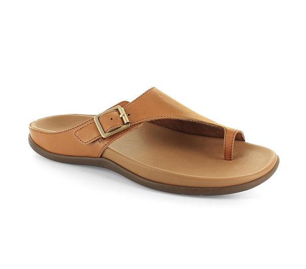 Strive Java Ladies Tan Leather Arch Support Toe Post Sandals