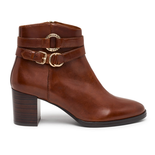 Regarde Le Ciel Joan-01 Ladies Brown Tan Leather Side Zip Ankle Boots