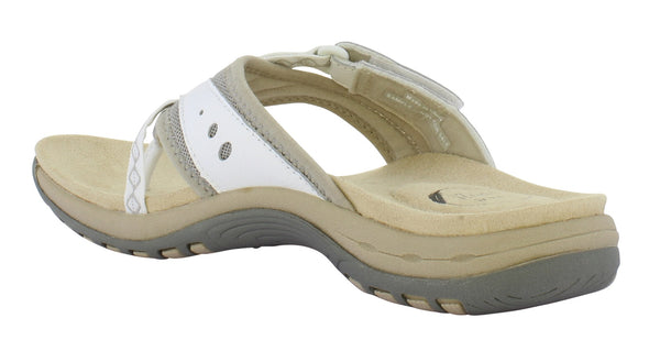 Free Spirit Juliet Ladies White Suede & Textile Toe-Post Sandals