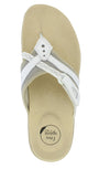 Free Spirit Juliet Ladies White Suede & Textile Toe-Post Sandals