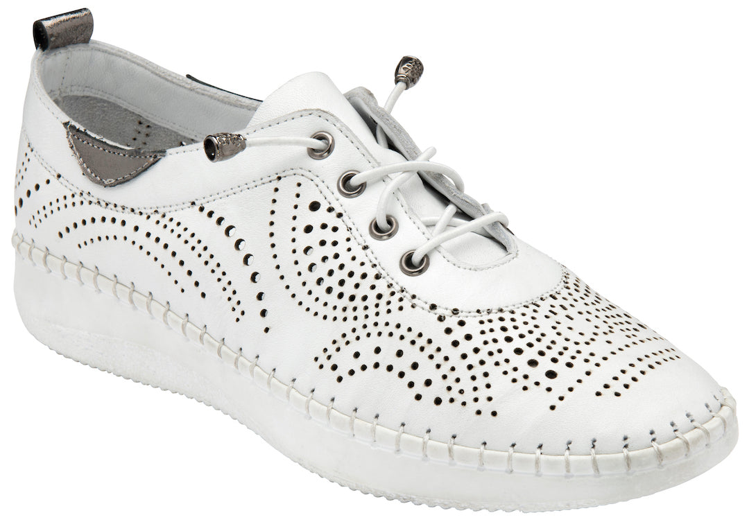 Lotus Katya ULS327 Ladies White Leather Elasticated Shoes