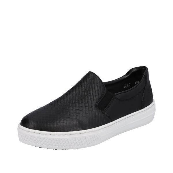 Rieker L5967-00 Ladies Black Leather Slip On Shoes
