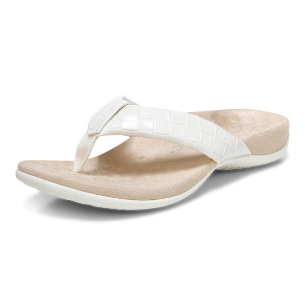 Vionic Layne Ladies Cream Patent Arch Support Slip On Sandals