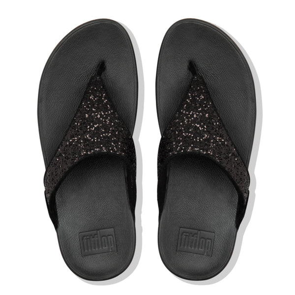 Fitflop X03-339 Lulu Glitter Ladies Black Glitter Toe Post Sandals