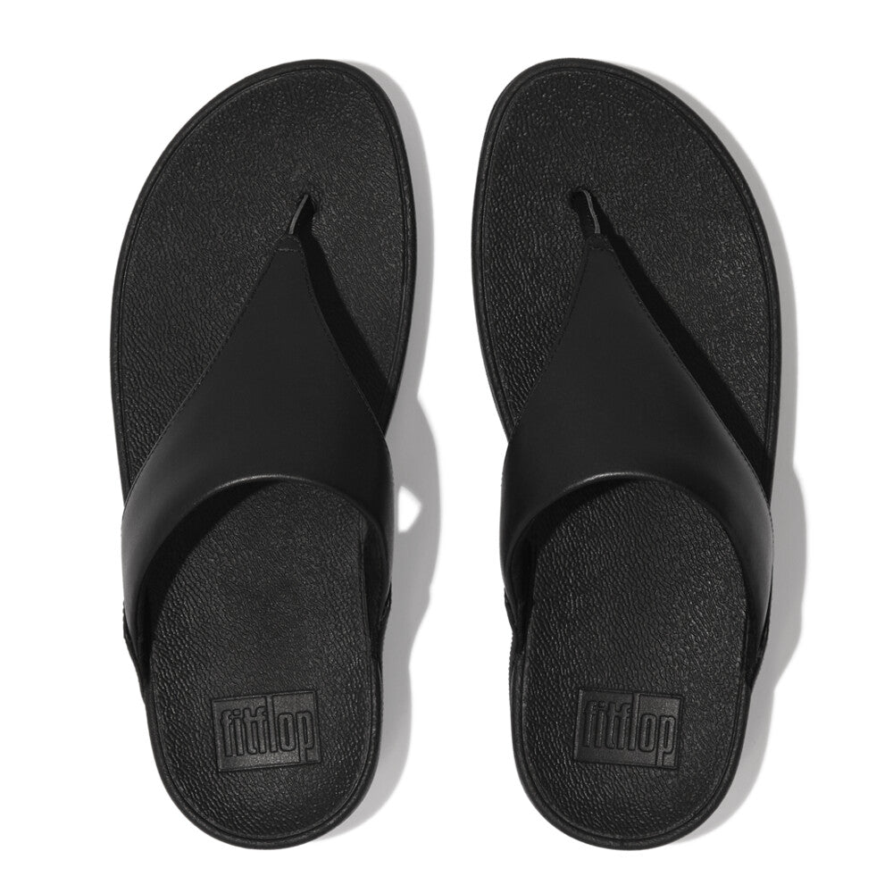 FitFlop I88-001 Lulu Leather Ladies Black Leather Arch Support Toe-Post Sandals