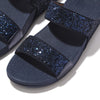FitFlop ET3-399 Lulu Glitter Slides Ladies Midnight Navy PU Arch Support Slip On Sandals