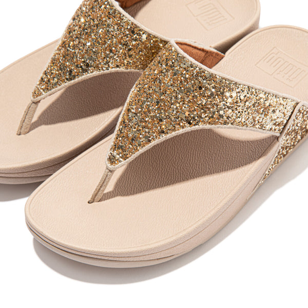 FitFlop Lulu Glitter Toe-Post X03-675 Ladies Platino Slip On Sandals