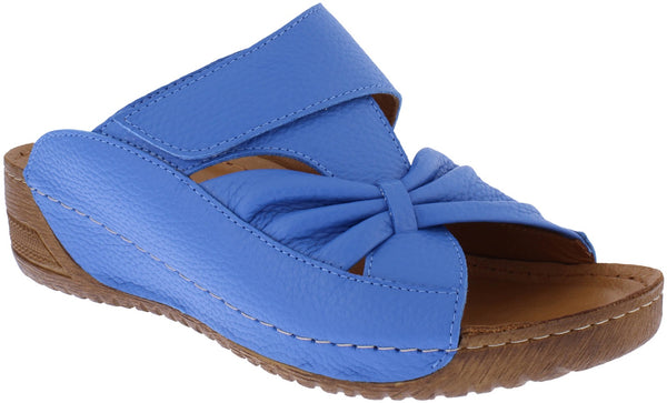 Adesso Lexi Ladies Cornflower Blue Leather Slip On Sandals