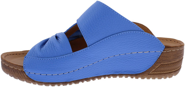Adesso Lexi Ladies Cornflower Blue Leather Slip On Sandals