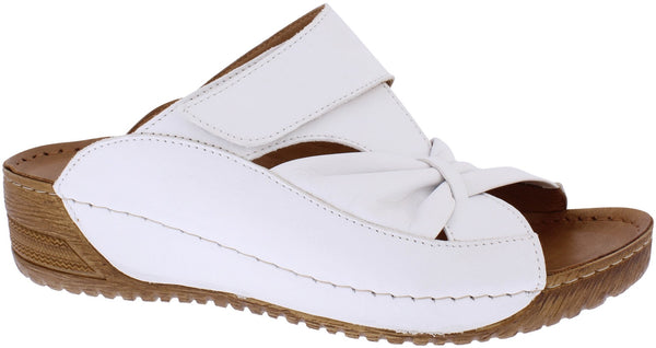 Adesso Lexi Ladies White Leather Slip On Sandals