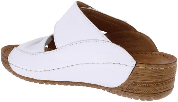 Adesso Lexi Ladies White Leather Slip On Sandals