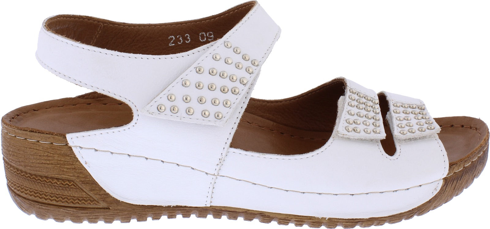 Adesso Loretta  Ladies White Leather Touch Fastening Sandals