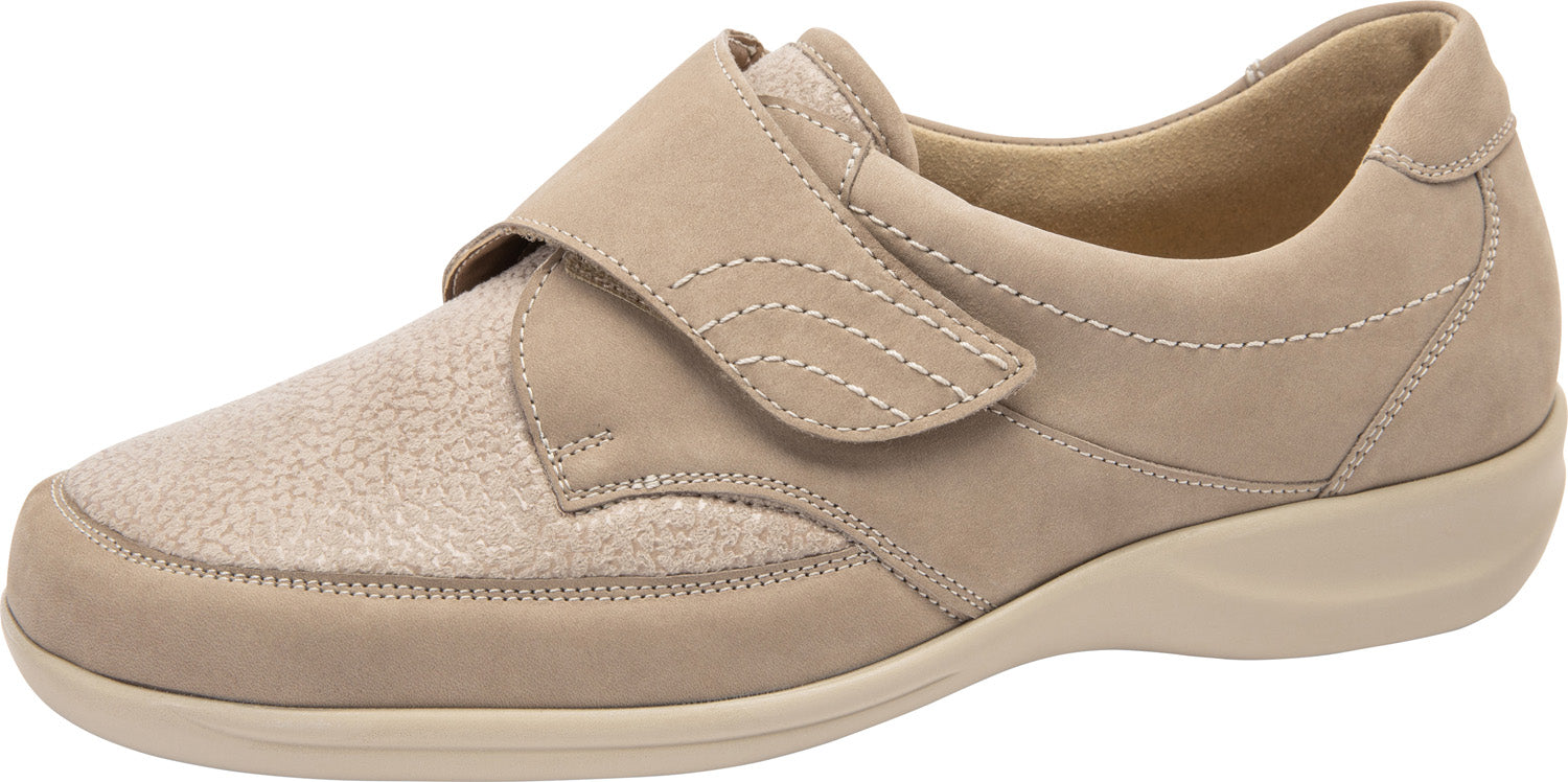 Waldlaufer M54306 275 094 Millu-S Ladies Beige Nubuck & Textile Arch Support Touch Fastening Shoes