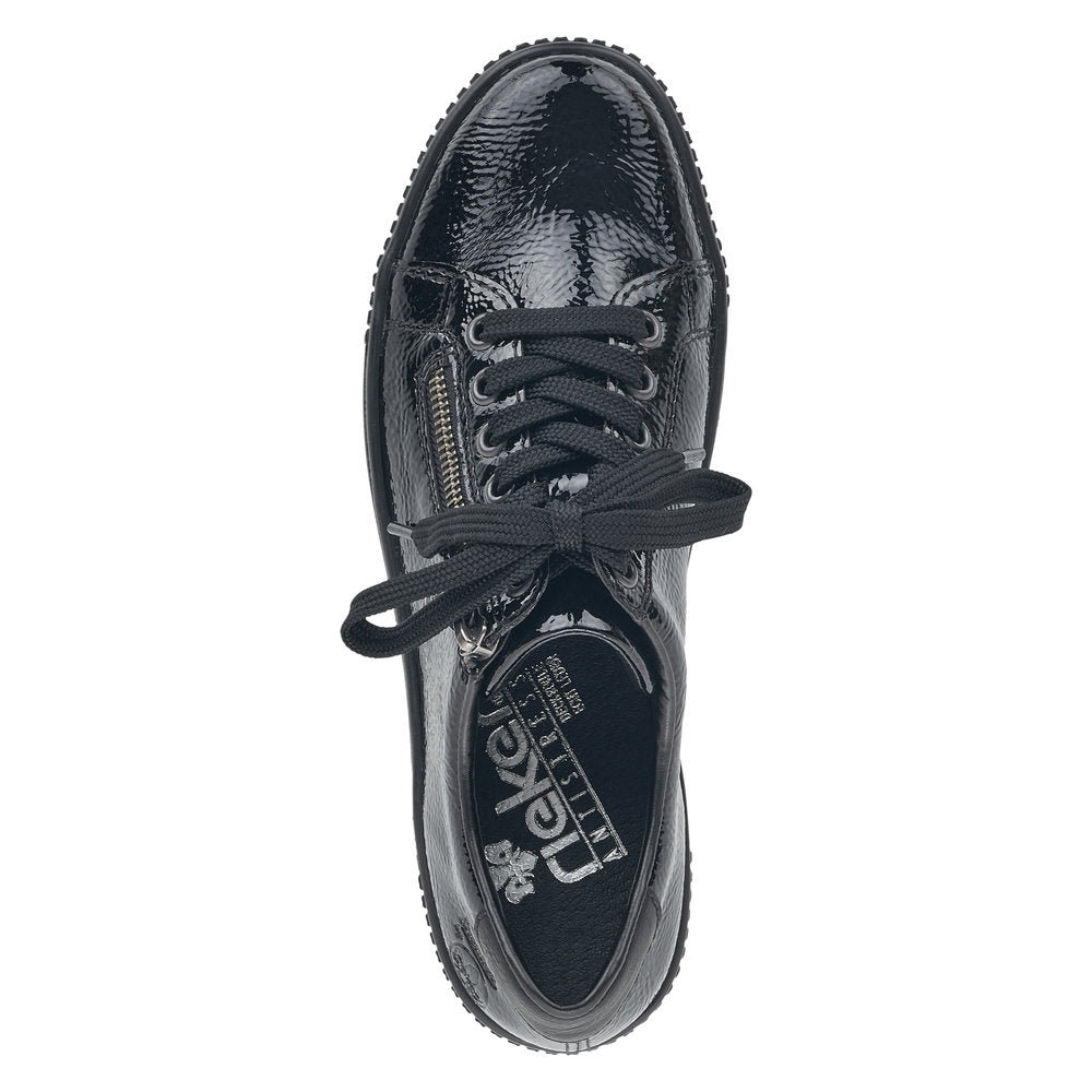 Rieker M6404-00 Ladies Black Zip & Lace Shoes