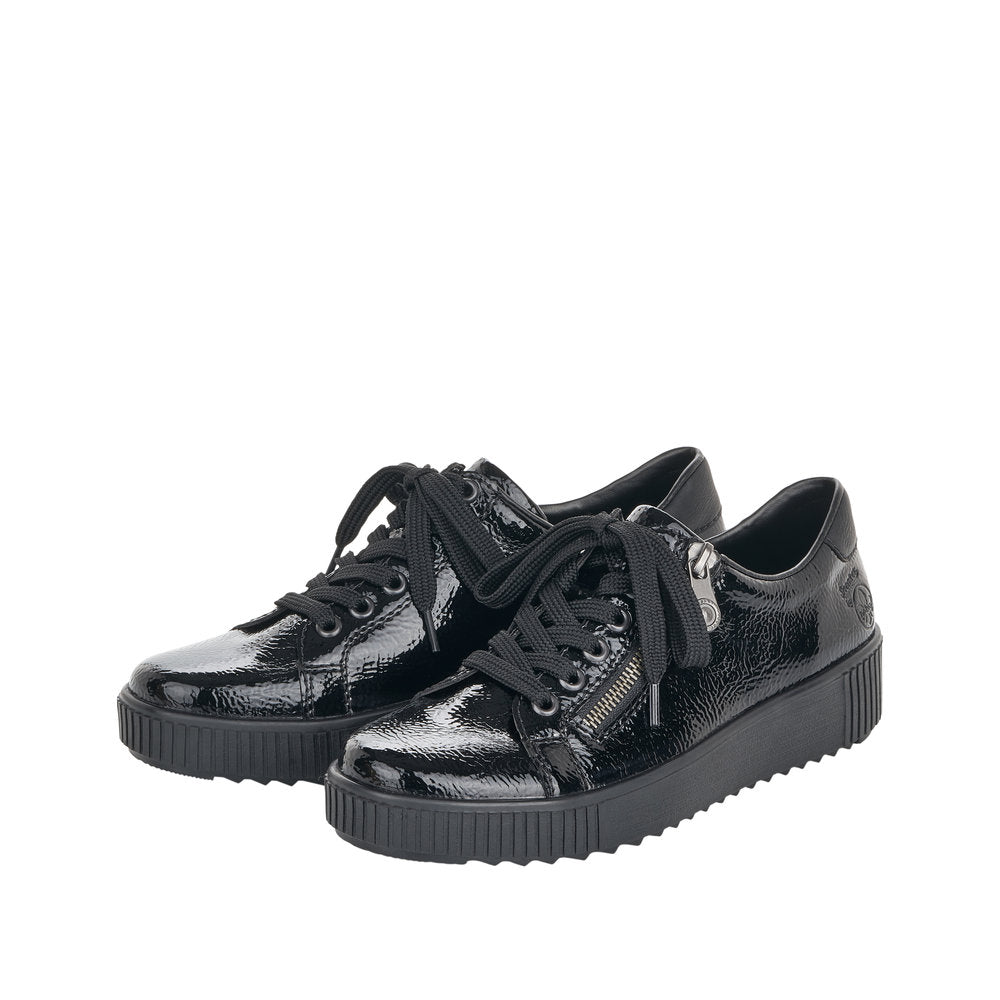 Rieker M6404-00 Ladies Black Zip & Lace Shoes