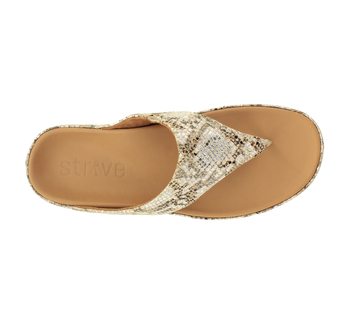 Strive Maui Ladies Snake Glamour Leather Arch Support Toe Post Sandals