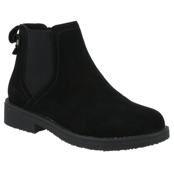 Hush Puppies Maddy Ladies Black Suede Side Zip Ankle Boots