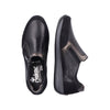 Rieker N1151-00 Ladies Black Leather & Textile Side Zip Shoes