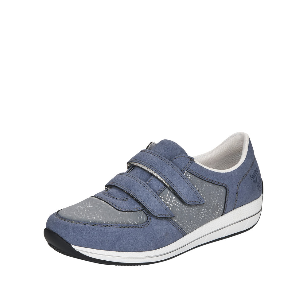 Rieker N1168-14 Ladies Jeans Blue Textile Touch Fastening Shoes