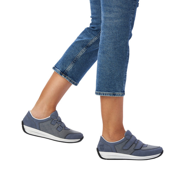 Rieker N1168-14 Ladies Jeans Blue Textile Touch Fastening Shoes