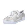 Rieker N49W1-90 Ladies Beige Gold Lace Up Trainers