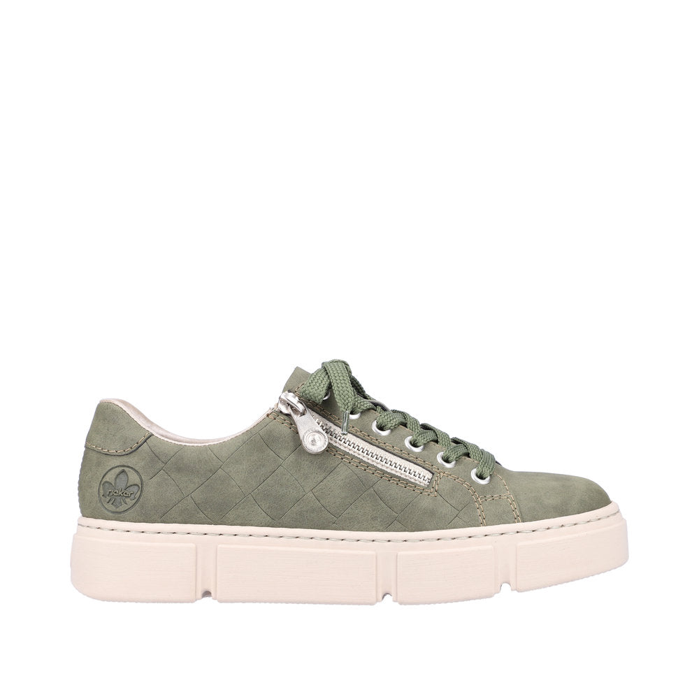 Rieker N5935-54 Ladies Green Lace Up Trainers