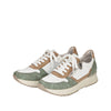 Rieker N7422-80 Ladies White And Khaki Zip & Lace Trainers