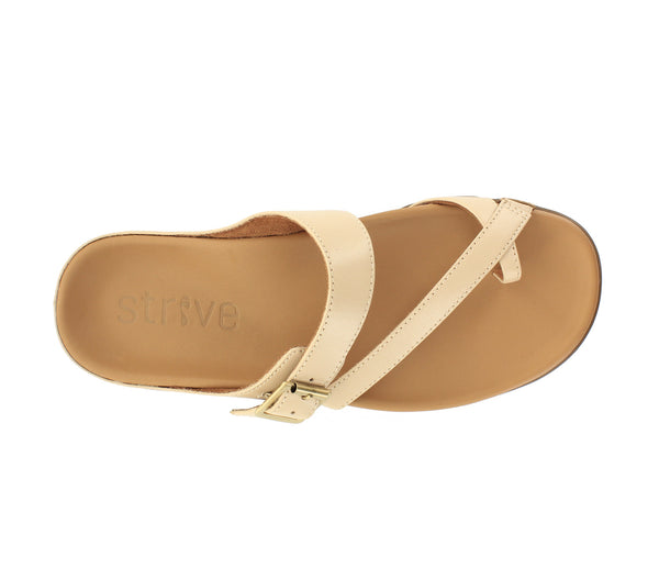 Strive Nusa Ladies Nude Leather Arch Support Toe Post Sandals
