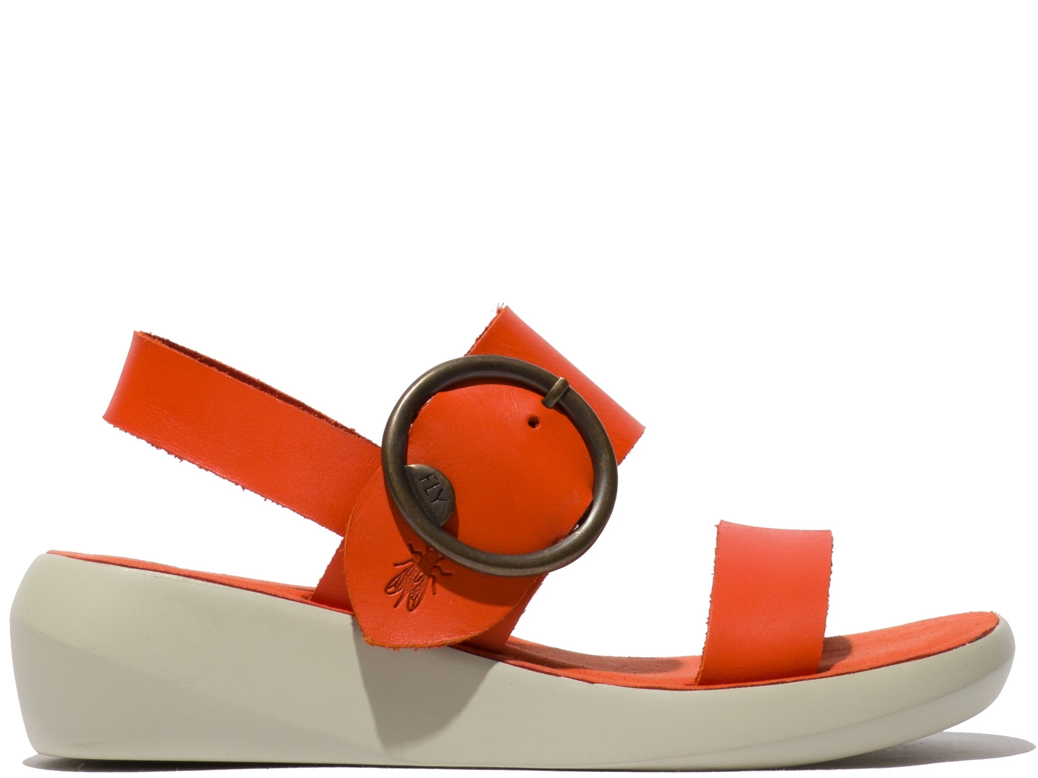 Fly Bani 739 Ladies Coral Leather Buckle Fastening Sandals