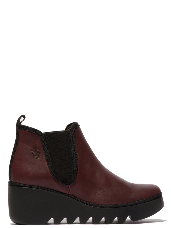 Fly Byne 349 Ladies Bordeaux Leather Pull On Ankle Boots