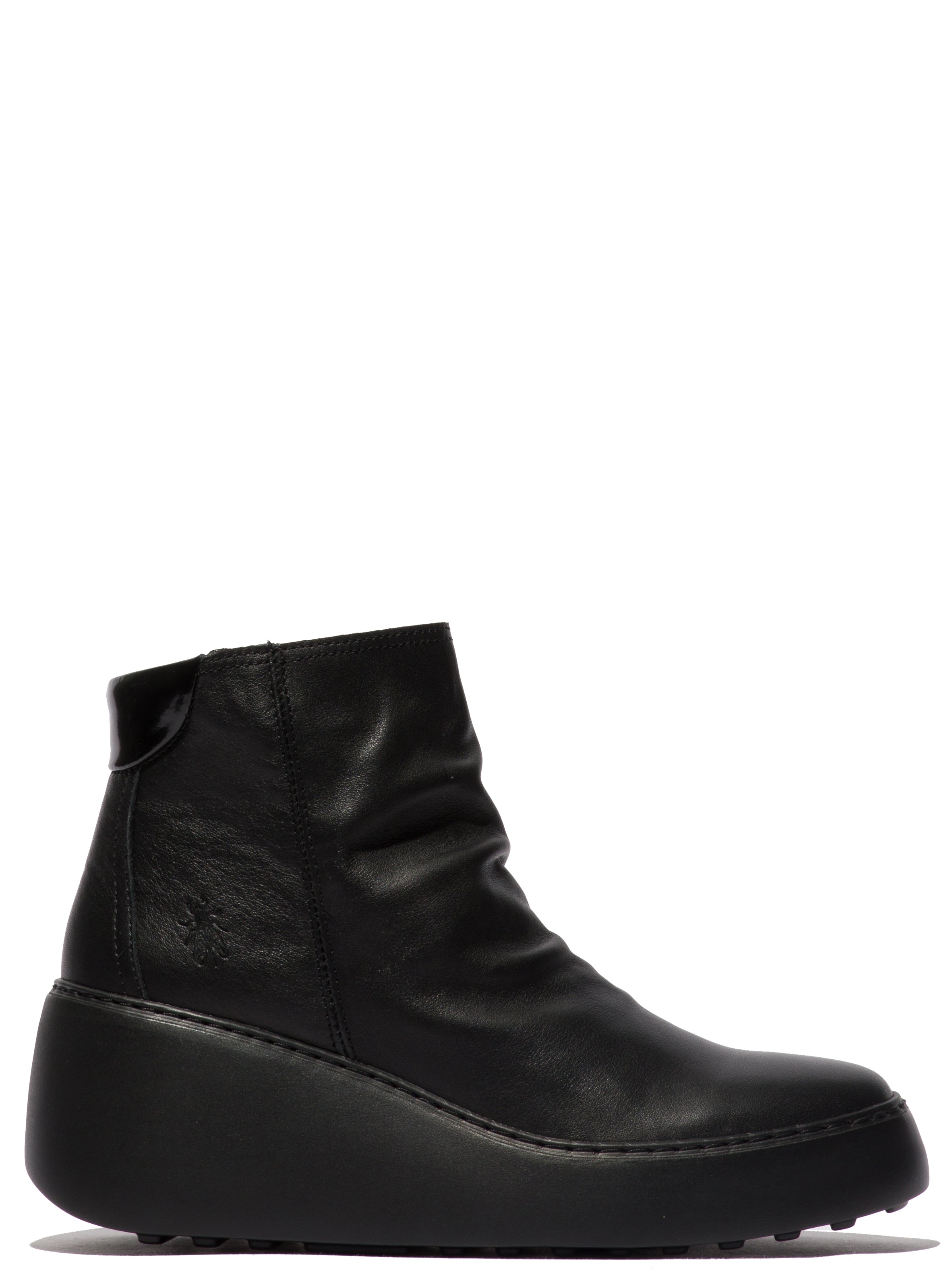Fly Dabe 461 Ladies Black Leather Side Zip Ankle Boots
