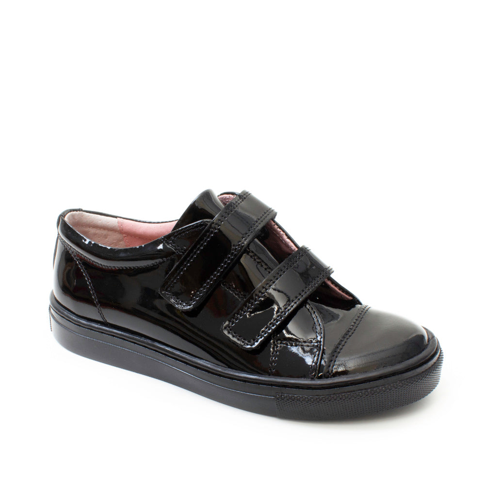 Petasil Palmira 5977 Girls Black Patent Leather Touch Fasteing School Shoes