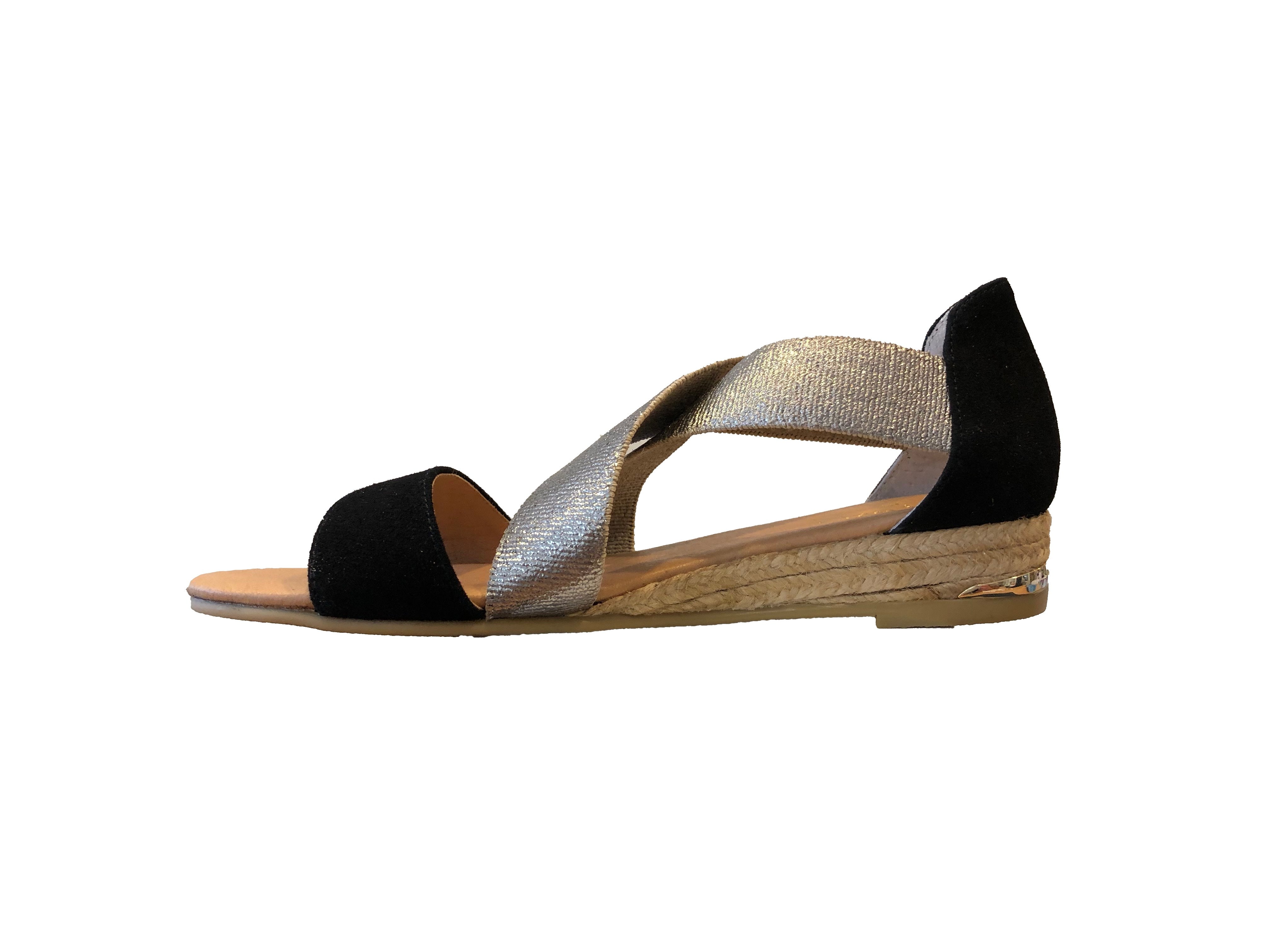 Pinaz 316 AO Black Suede & Silver Metallic Sandals - elevate your sole
