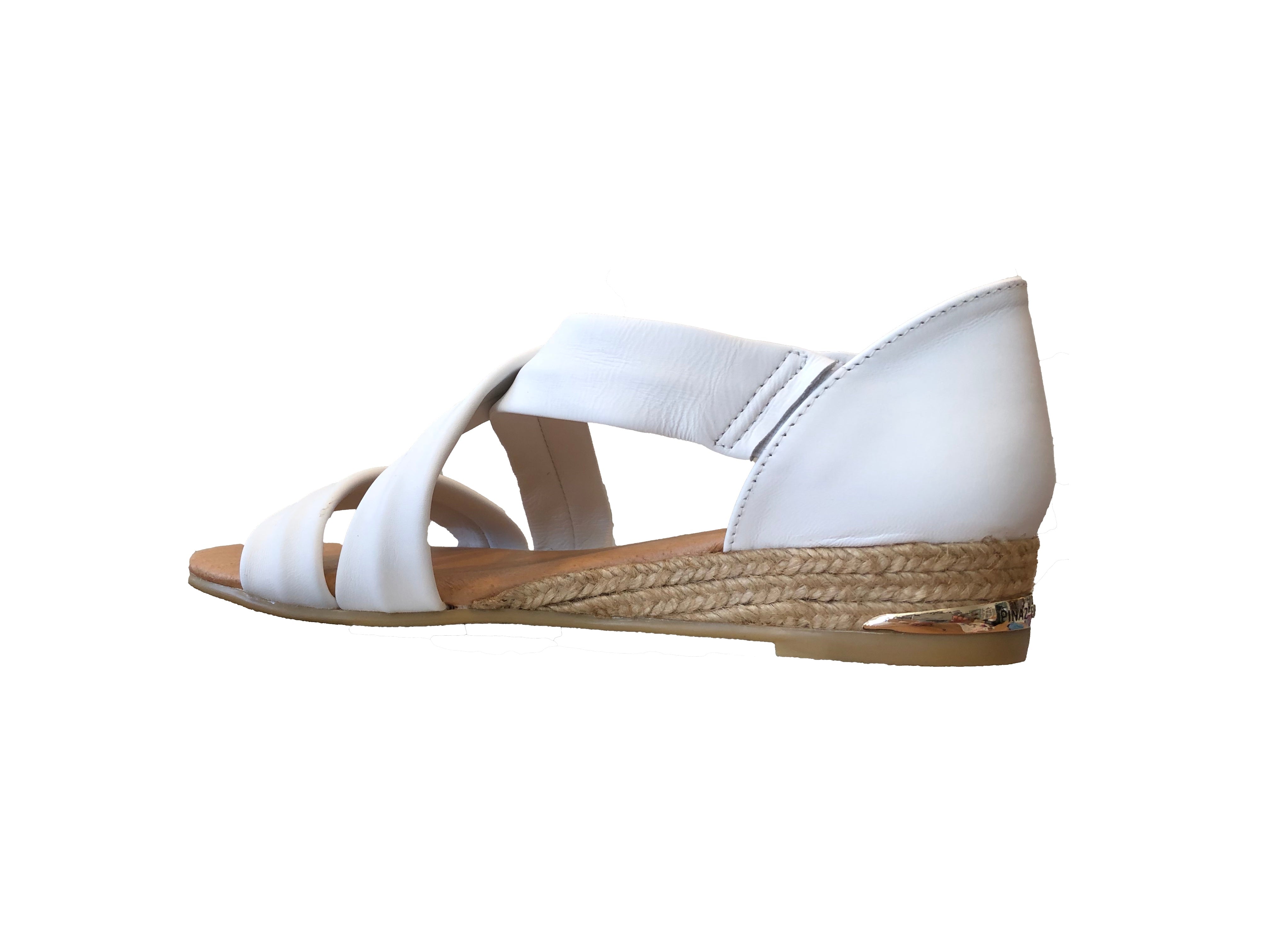 Pinaz Zara 317 AO White Leather Espadrille Sandals - elevate your sole